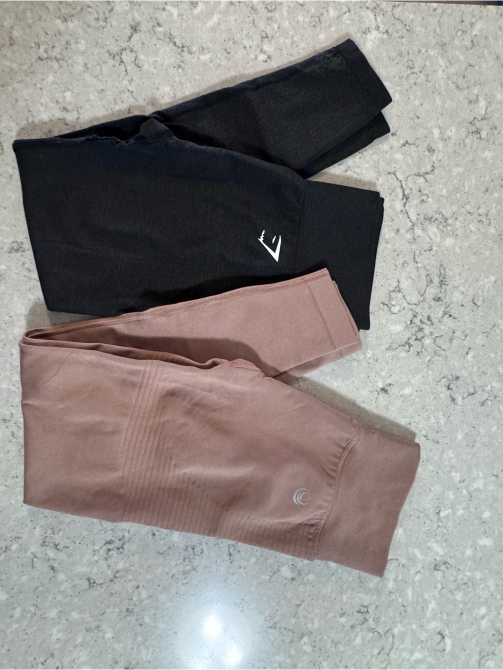 Gym shark Women’s High-Rise Active Leggings - 2 Pair - Small - Black & Tan
